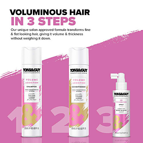 Toni&Guy Toni & Guy Volume Addiction Shampoo, Gives Natural Volume & Bounce to Fine Hair, 250ml, 250 ml  