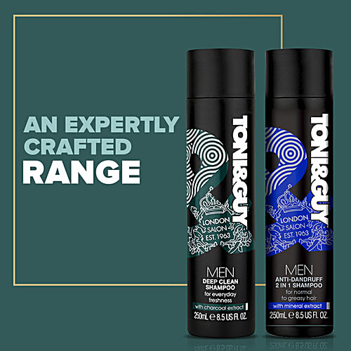 Toni&Guy Toni & Guy Men Deep Clean Shampoo, Detoxifies & Removes Excess Oil & Buildup, 250ml, 250 ml  