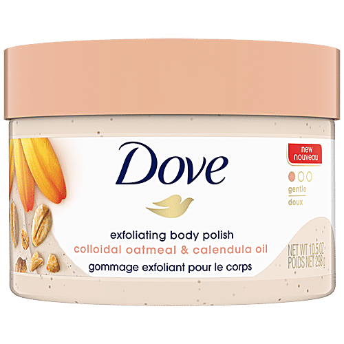 Dove Body Lotion Dove Exfoliating Body Polish Scrub Oatmeal & Calendula Oil for Delicate Skin, 298g, 298 g  