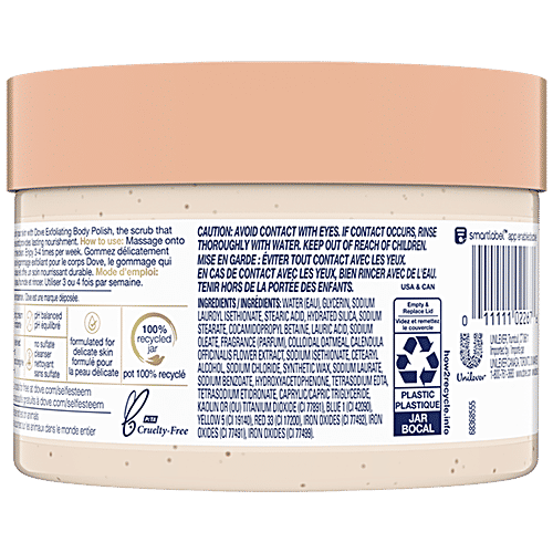 Dove Body Lotion Dove Exfoliating Body Polish Scrub Oatmeal & Calendula Oil for Delicate Skin, 298g, 298 g  