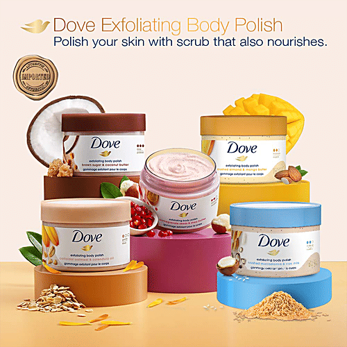 Dove Body Lotion Dove Exfoliating Body Polish Scrub Oatmeal & Calendula Oil for Delicate Skin, 298g, 298 g  