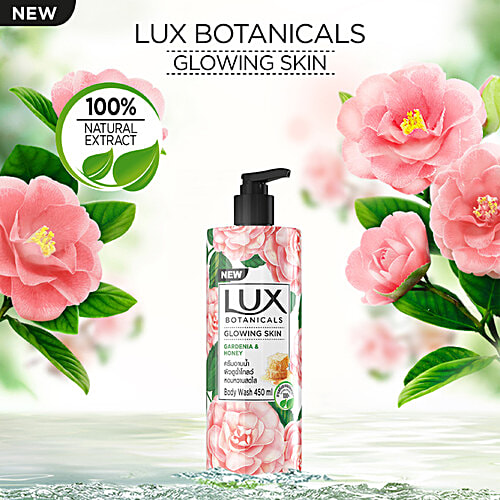 Lux Botanicals Lux Botanicals Glowing Skin Shower Gel, Natural Extracts, No Paraben, Free Loofah, 450 ml, 450 ml  
