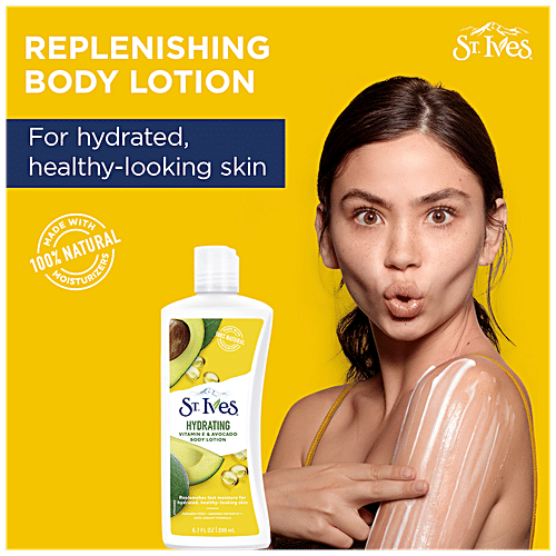 St.Ives Hydrating Body Lotion - Vitamin E & Avocado, 100% Natural Moisturiser, 200 ml  