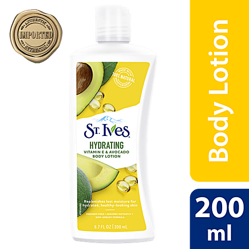 St.Ives Hydrating Body Lotion - Vitamin E & Avocado, 100% Natural Moisturiser, 200 ml  