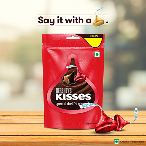 Hershey's Kisses Special Dark 'N' Almonds Chocolate, 100.8 g  Melt-In-Mouth Chocolates