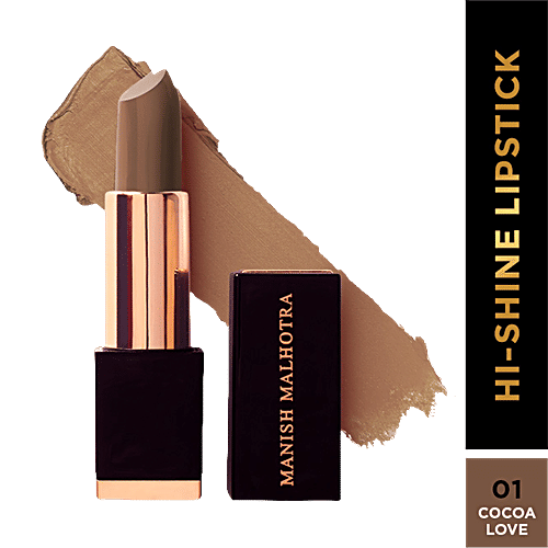MyGlamm Hi-Shine Lipstick - Intense Colour, Smooth, Glossy, Manish Malhotra Beauty, 4 g 01 Cocoa Love