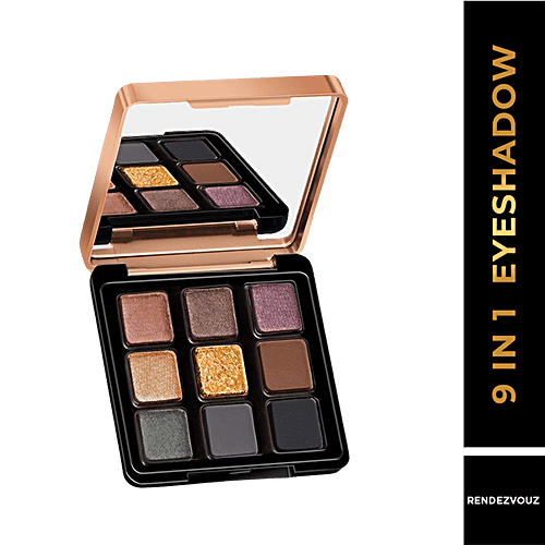 MyGlamm 9 In 1 Eyeshadow Palette - Intense Pigment, Long Wearing, Manish Malhotra Beauty, 9 g Rendezvous 