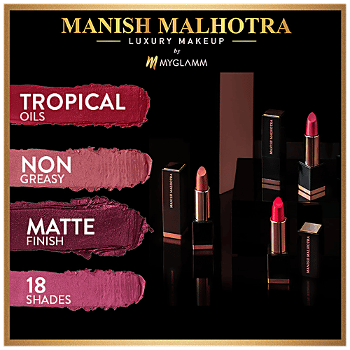 MyGlamm Soft Matte Lipstick - Highly Pigmented, Full Coverage, Manish Malhotra Beauty, 4 g Flirty Fuchsia