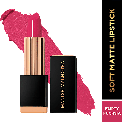 MyGlamm Soft Matte Lipstick - Highly Pigmented, Full Coverage, Manish Malhotra Beauty, 4 g Flirty Fuchsia