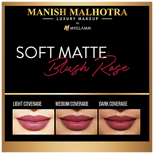MyGlamm Soft Matte Lipstick - Highly Pigmented, Full Coverage, Manish Malhotra Beauty, 4 g Blush Rose 