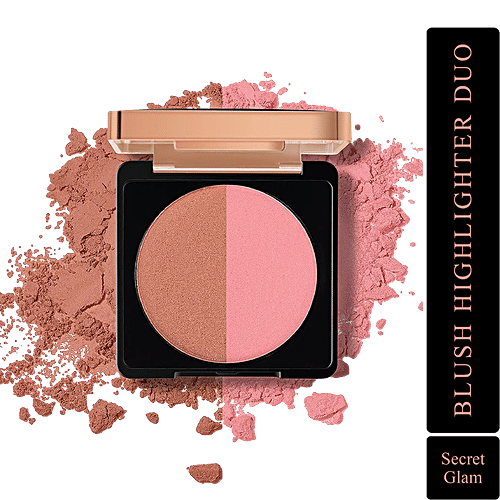 MyGlamm Blush Highlighter Duo - Long Wearing Formula, Manish Malhotra Beauty, 9 g Secret Glam 
