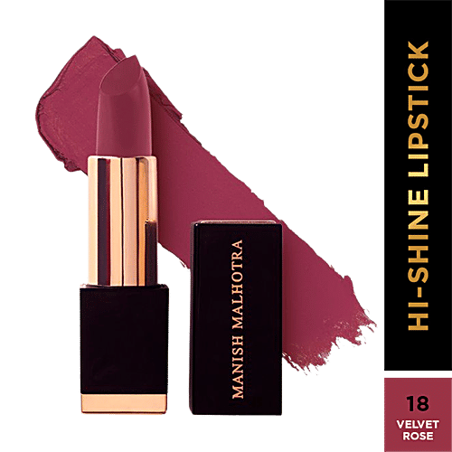 MyGlamm Hi-Shine Lipstick - Luscious Texture, High Coverage, Mirror Shine, Manish Malhotra Beauty, 4 g Velvet Rose