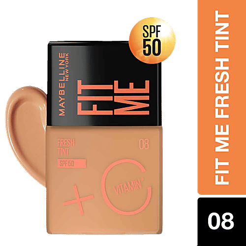 Maybelline New York Fit Me Fresh Tint - With Vitamin C, SPF 50, Natural Coverage, For Daily Use, 30 ml Shade 08 
