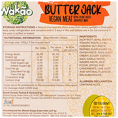 Wakao Butter Jack - Plant-Based, Vegan, Ready To Cook, Gluten Free, 300 g