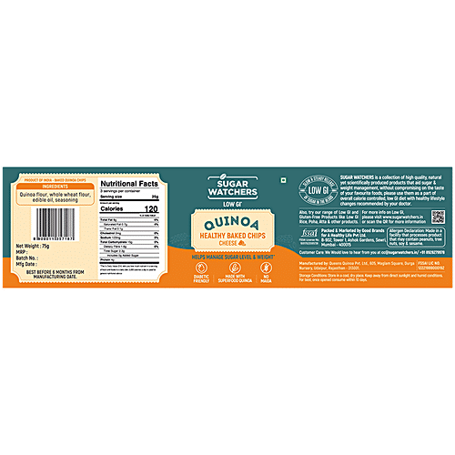 Buy Sugar Watchers Quinoa Healthy Baked Chips Cheese, Low GI