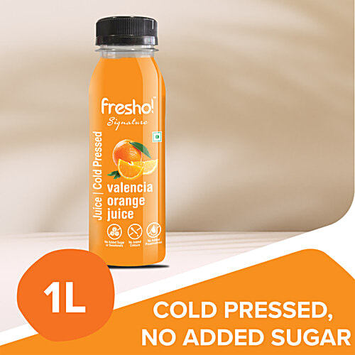 fresho! Signature Valencia Orange Juice - Cold Pressed, 1 L PET Bottle