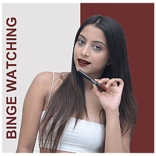 Flicka Lip Crayon - Intense Creamy Matte Lipstick, Waterproof, 3.5 g Binge Watching 