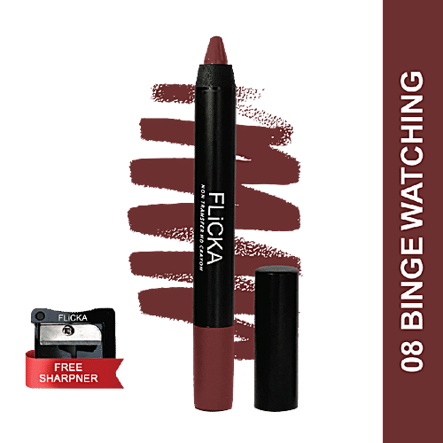 Flicka Lip Crayon - Intense Creamy Matte Lipstick, Waterproof, 3.5 g Binge Watching 