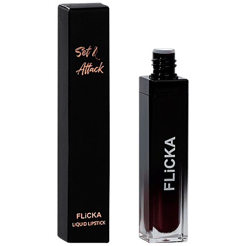 Flicka Set & Attack Liquid Matte Lipstick - Longlasting, Quick Application, Highly Pigmented, 7 ml Awesome Blossom 