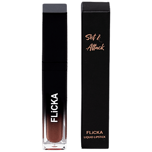 Flicka Set & Attack Liquid Matte Lipstick - Longlasting, Quick Application, Highly Pigmented, 7 ml Hunny Bunny 