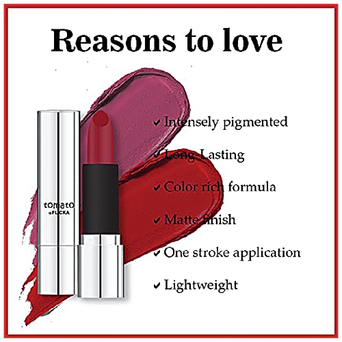 Buy FLiCKA Tomato Lipstick For Dry Lips, Matte Finish, Full Coverage