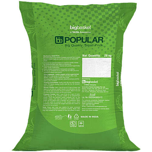 bb Popular Ponni Raw Rice - 6+ Months Old, 26 kg Bag