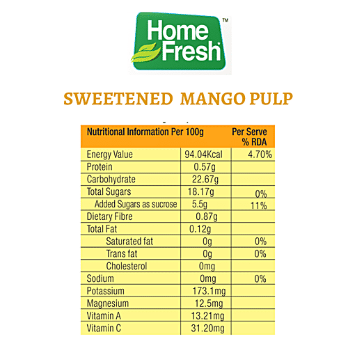 Buy Home Fresh Alphonso Mango Pulp Natural/ Unsweetened Online at