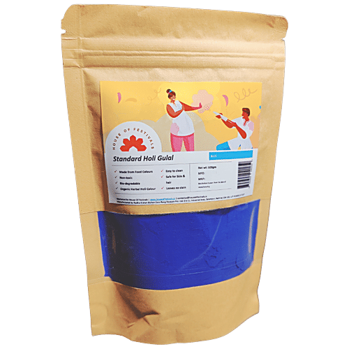 House of Festivals Standard Organic Herbal Holi Colour/Gulal - Blue,Non-Toxic,For Festive Use, 100 g