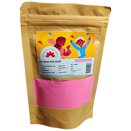 House of Festivals Uv Shade Organic Herbal Holi Colour/Gulal - Pink,Non-Toxic,For Festive Use, 100 g  