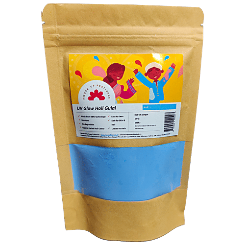 House of Festivals Uv Shade Organic Herbal Holi Colour/Gulal - Blue,Non-Toxic,For Festive Use, 100 g  