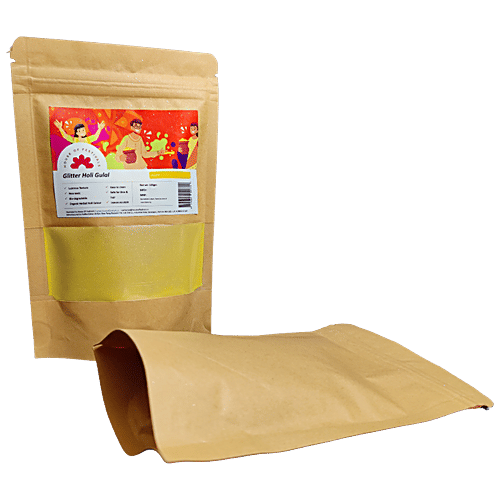 House of Festivals Glitter Organic Herbal Holi Colour/Gulal - Yellow,Non-Toxic,For Festive Use, 100 g