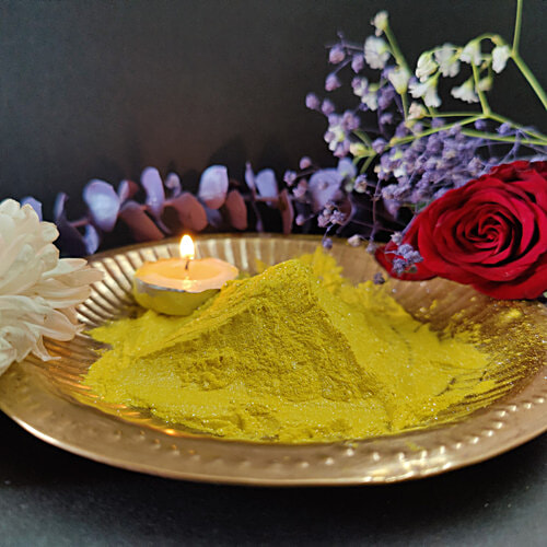 House of Festivals Glitter Organic Herbal Holi Colour/Gulal - Yellow,Non-Toxic,For Festive Use, 100 g
