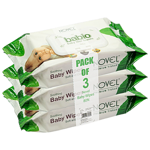 Buy Novel Babio Baby Wet Wipes Soft, Gentle On Skin, pH Balanced