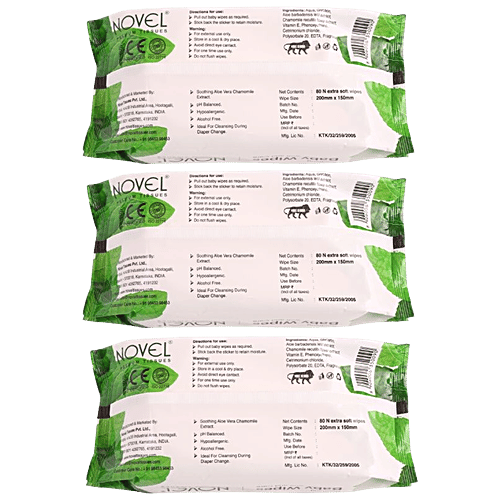 Buy Novel Babio Baby Wet Wipes Soft, Gentle On Skin, pH Balanced