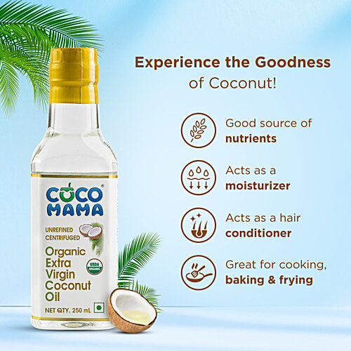 Coco mama Organic Extra Virgin Coconut Oil - Unrefined, 250 ml PET Bottle 