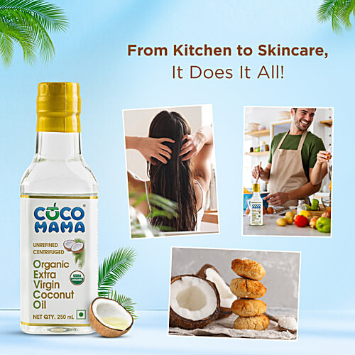 Coco mama Organic Extra Virgin Coconut Oil - Unrefined, 250 ml PET Bottle 