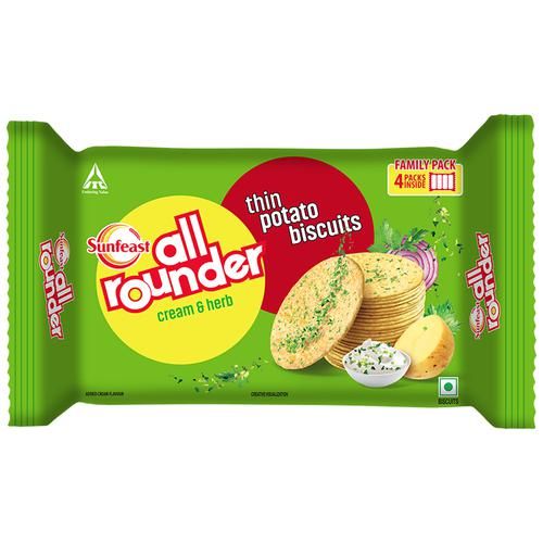 Buy Sunfeast All Rounder Thin Potato Biscuits - Cream & Herb Online at Best  Price of Rs 75 - bigbasket