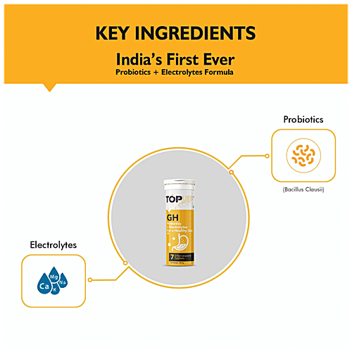 TopUp GH Probiotics + Electrolytes Effervescent Tablet - For Gut Health, Orange Flavour, 29.4 g (7 pcs) 