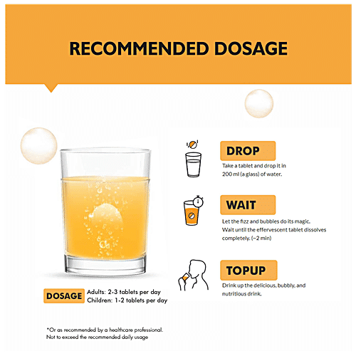 TopUp GH Probiotics + Electrolytes Effervescent Tablet - For Gut Health, Orange Flavour, 29.4 g (7 pcs) 