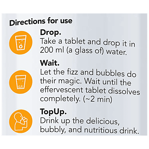 TopUp GH Probiotics + Electrolytes Effervescent Tablet - For Gut Health, Orange Flavour, 29.4 g (7 pcs) 