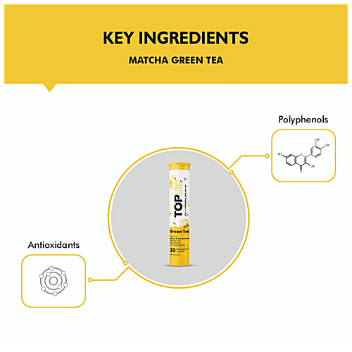 TopUp Green Tea Effervescent Tablet - Detoxifies Body, Ginger & Lemon Flavour, 68 g (20 pcs) Delicious Ginger & Lemon
 Packed with Antioxidants