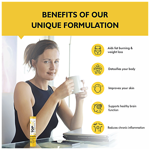 TopUp Green Tea Effervescent Tablet - Detoxifies Body, Ginger & Lemon Flavour, 68 g (20 pcs) Delicious Ginger & Lemon
 Packed with Antioxidants