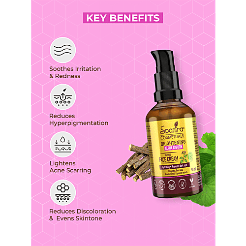 Spantra Brightening Alpha Arbutin Oil Free Face Cream - Hydrating, Prevents Dark Spots, 50 ml