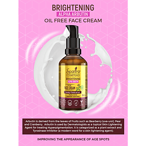 Spantra Brightening Alpha Arbutin Oil Free Face Cream - Hydrating, Prevents Dark Spots, 50 ml