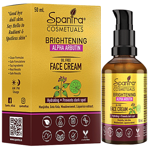 Spantra Brightening Alpha Arbutin Oil Free Face Cream - Hydrating, Prevents Dark Spots, 50 ml