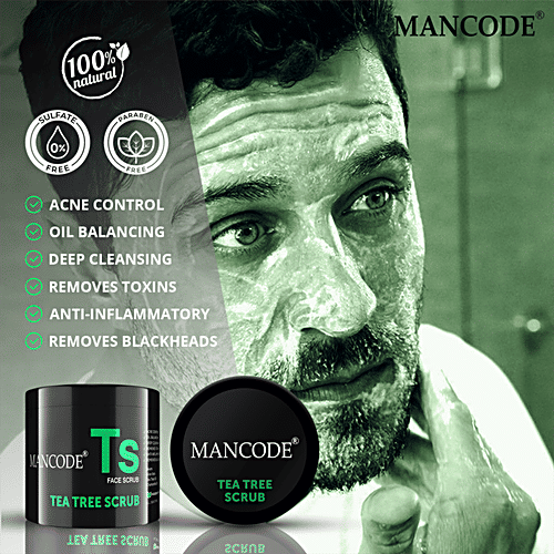 Buy Mancode Tea Tree Face Scrub Acne Control, Deep Cleansing, Removes