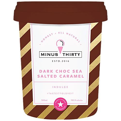 Minus 30 Indulge Dark Choc Sea Salted Caramel Ice Cream, 500 ml  