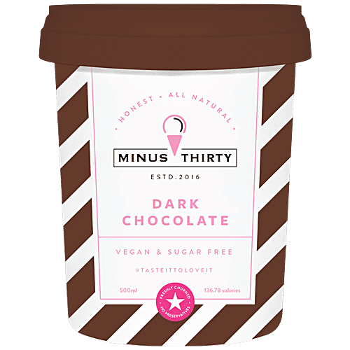 Minus 30 Dark Chocolate Ice Cream - Vegan & Sugar-Free, 500 ml