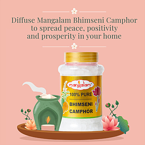 Mangalam Pure Camphor Bhimseni, 250 g Jar Pure Bhimseni Camphor
 Instant Burning
 Purifies Ambience