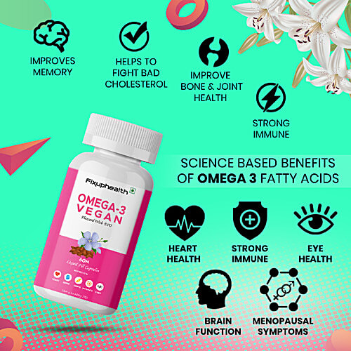 Fixuphealth Omega 3 Vegan Capsules - Boosts Overall Health, 60 pcs  